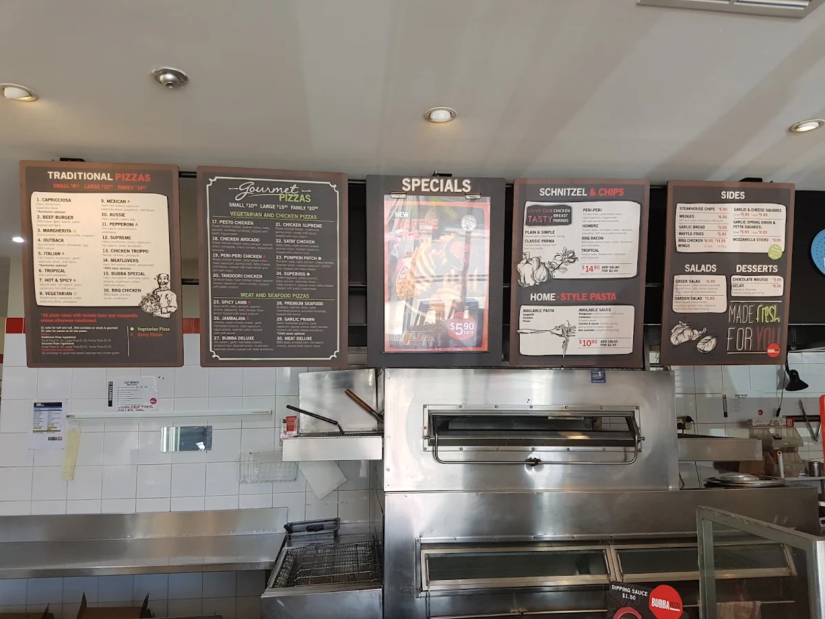 Menu, Bubba Pizza Pakenham
