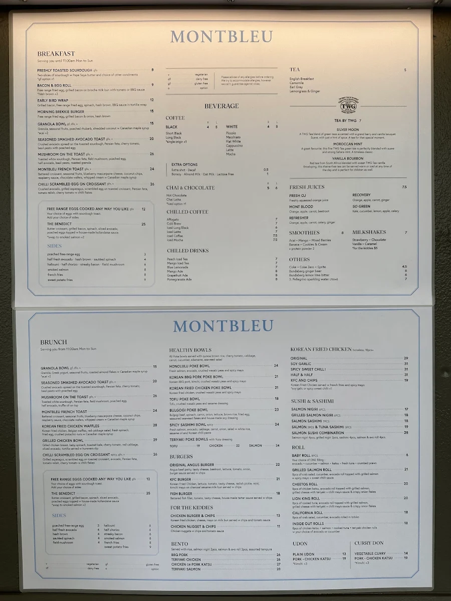 Menu, Montbleu