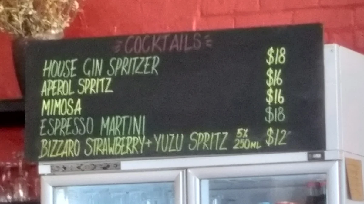 Menu, Red Velvet Lounge