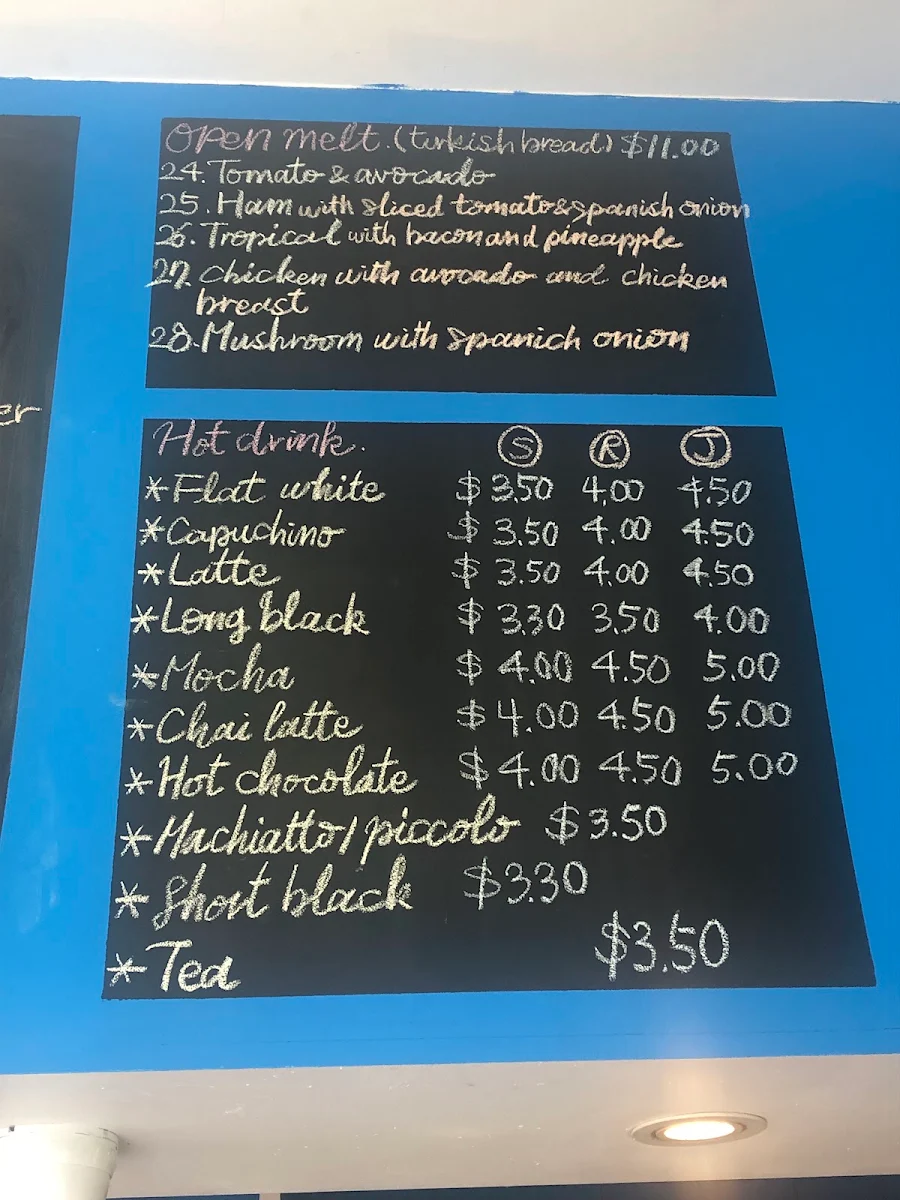 Menu, Cambridge Cafe Chatswood