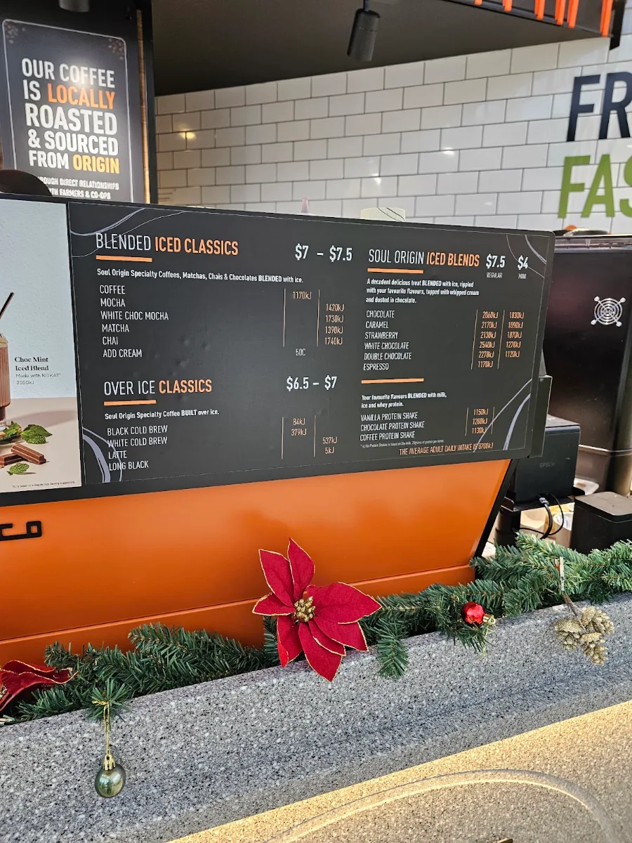 Menu, Soul Origin Broadmeadows