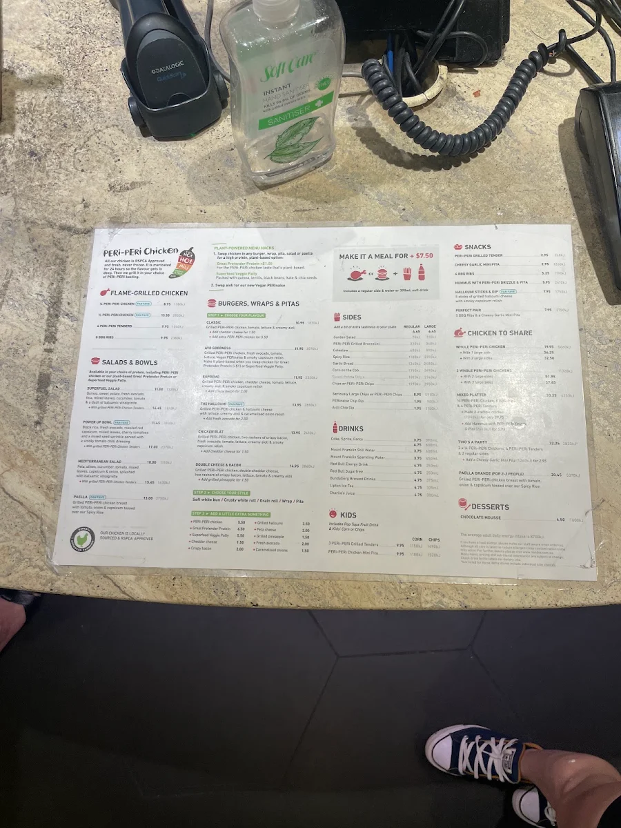 Menu, Nando's Fountain Gate