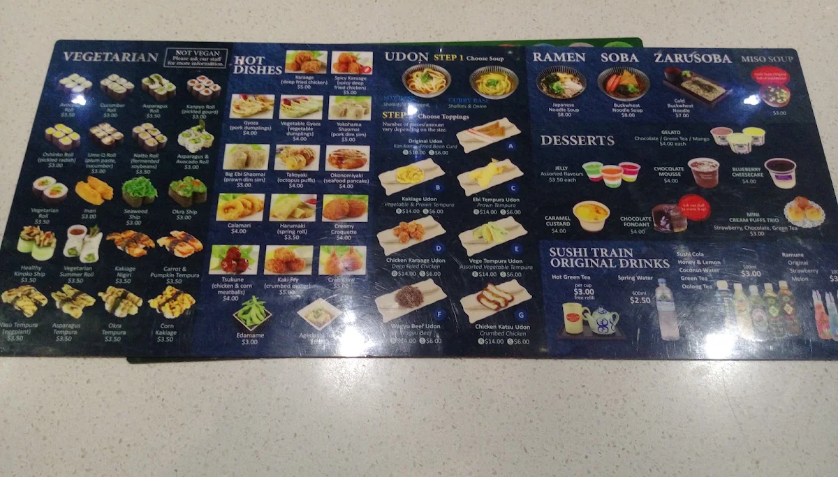 Menu, Sushi Train Nerang