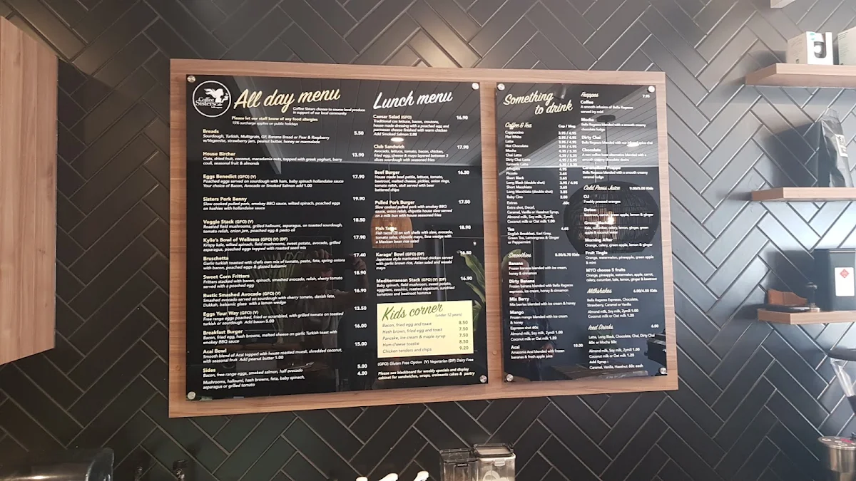 Menu, Coffee Sisters Cafe