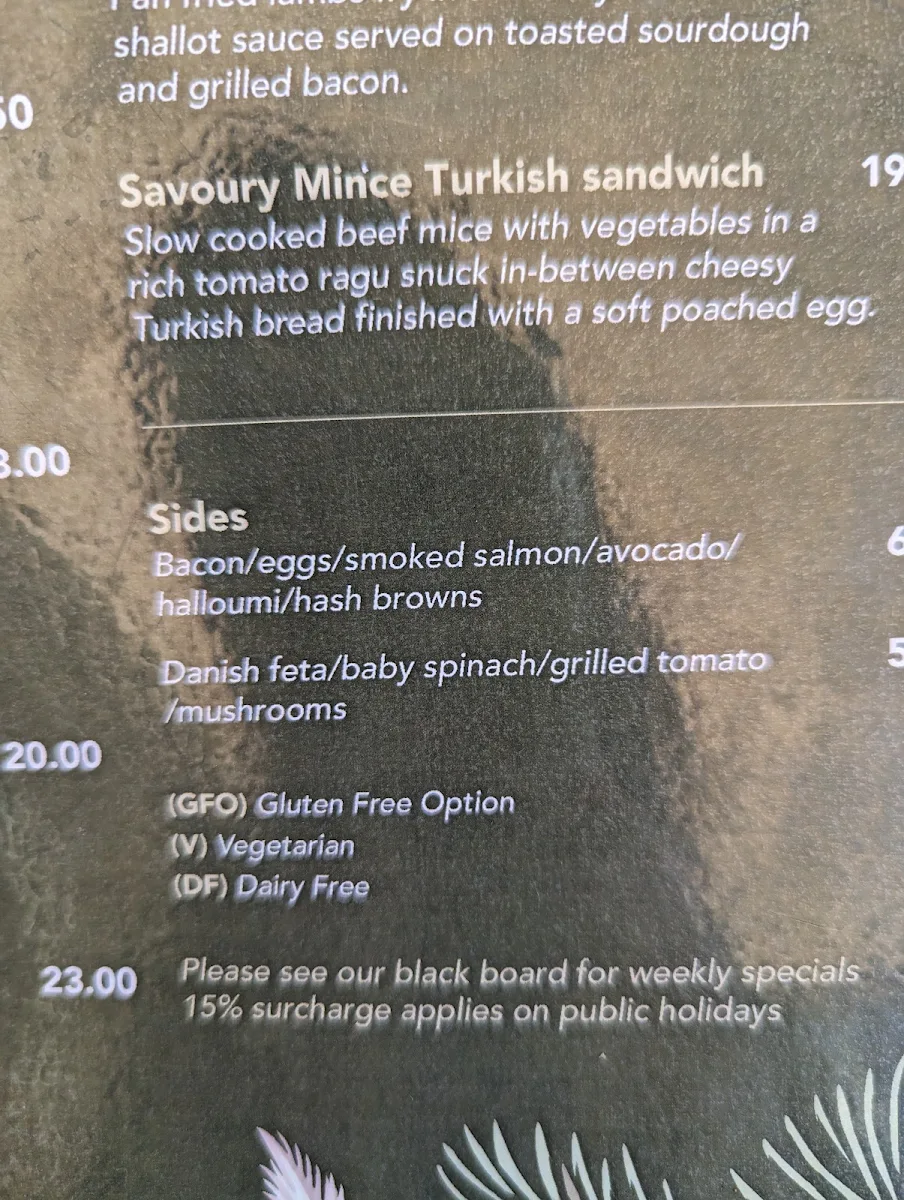 Menu, Coffee Sisters Cafe