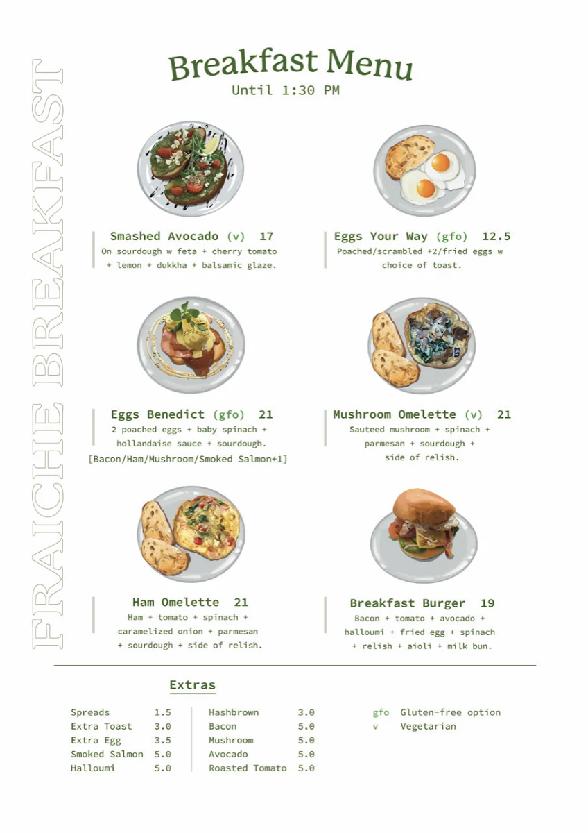 Menu, Fraiche Deli
