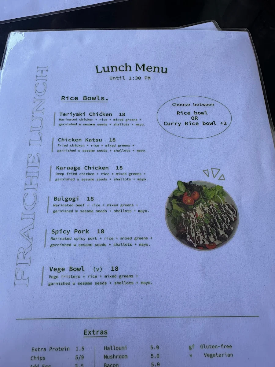 Menu, Fraiche Deli