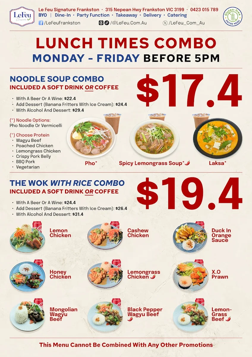 Menu, Le Feu Signature Frankston GF | Gluten-free Hot Pot & Vietnamese, Pan-Asian Restaurant
