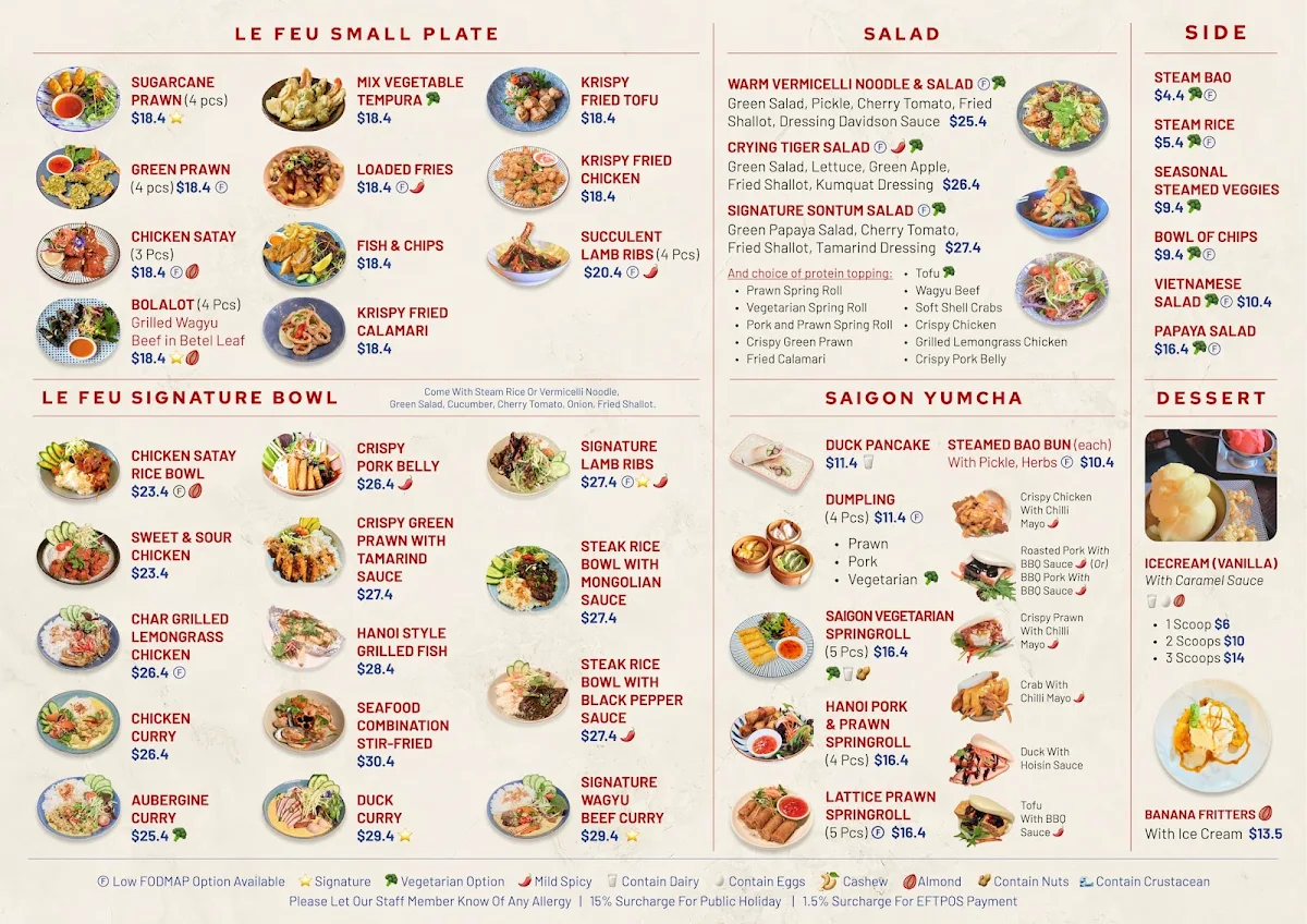 Menu, Le Feu Signature Frankston GF | Gluten-free Hot Pot & Vietnamese, Pan-Asian Restaurant