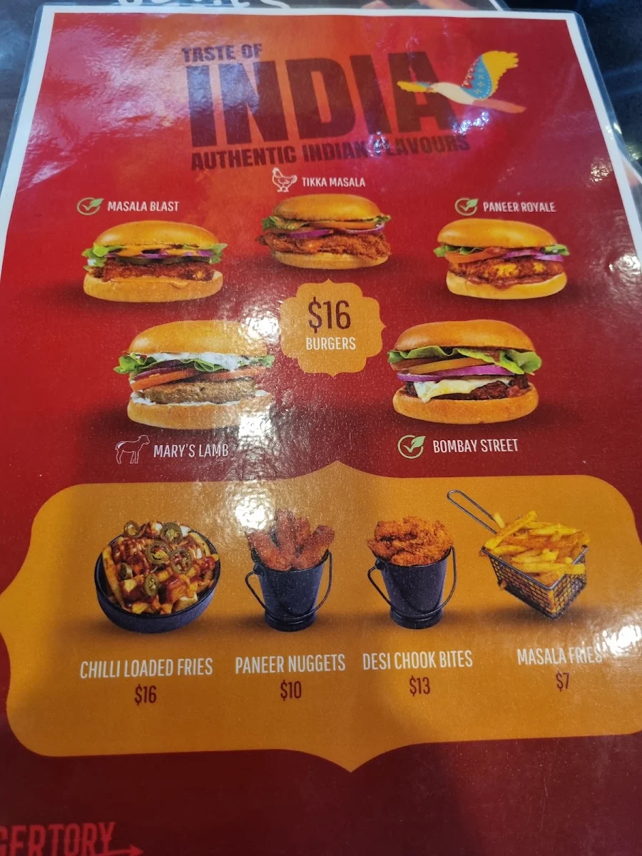 Menu, Burgertory (Tullamarine)