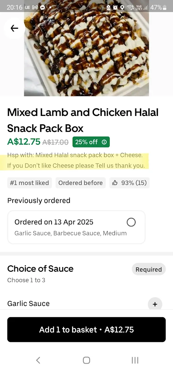 Menu, KURD kebab