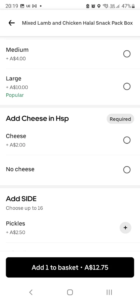 Menu, KURD kebab