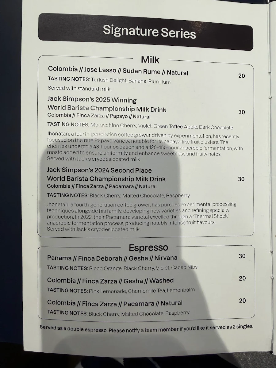 Menu, Axil Coffee