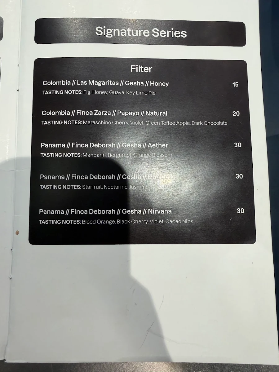 Menu, Axil Coffee