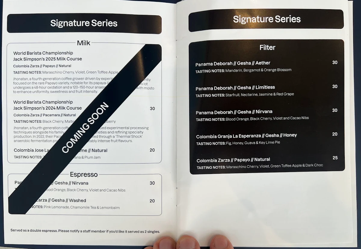 Menu, Axil Coffee