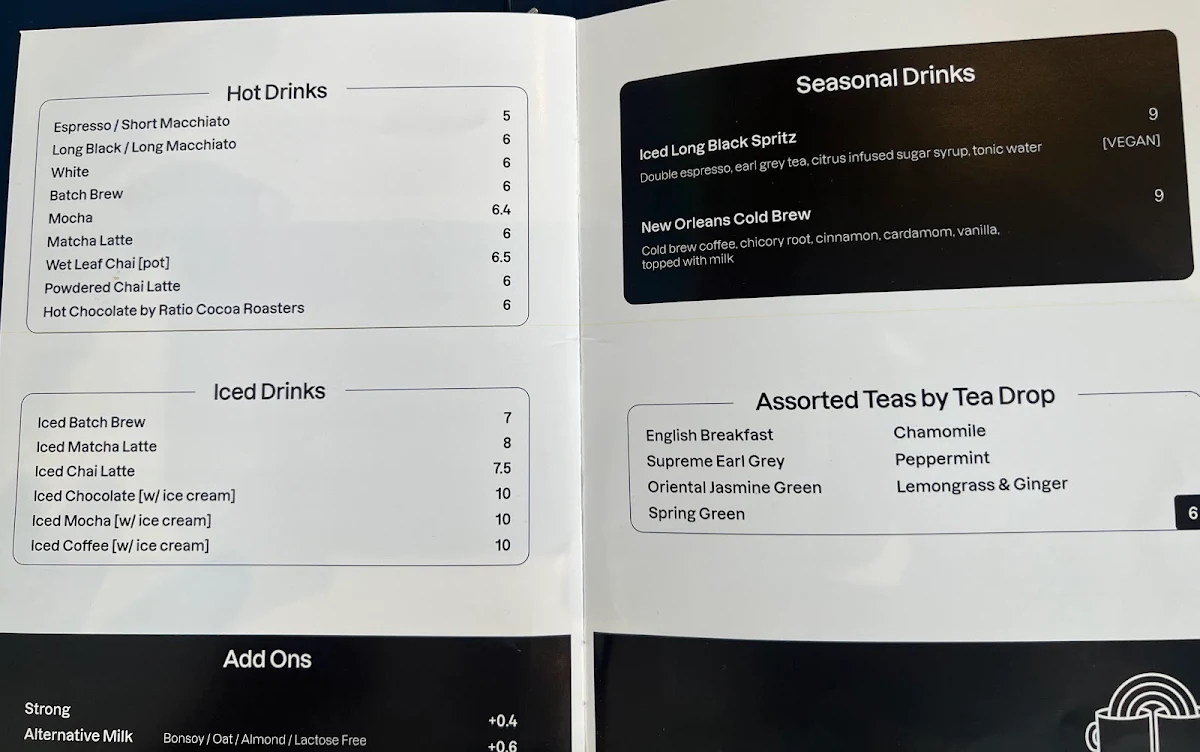 Menu, Axil Coffee