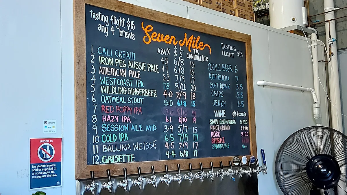 Menu, Seven Mile Brewing Co