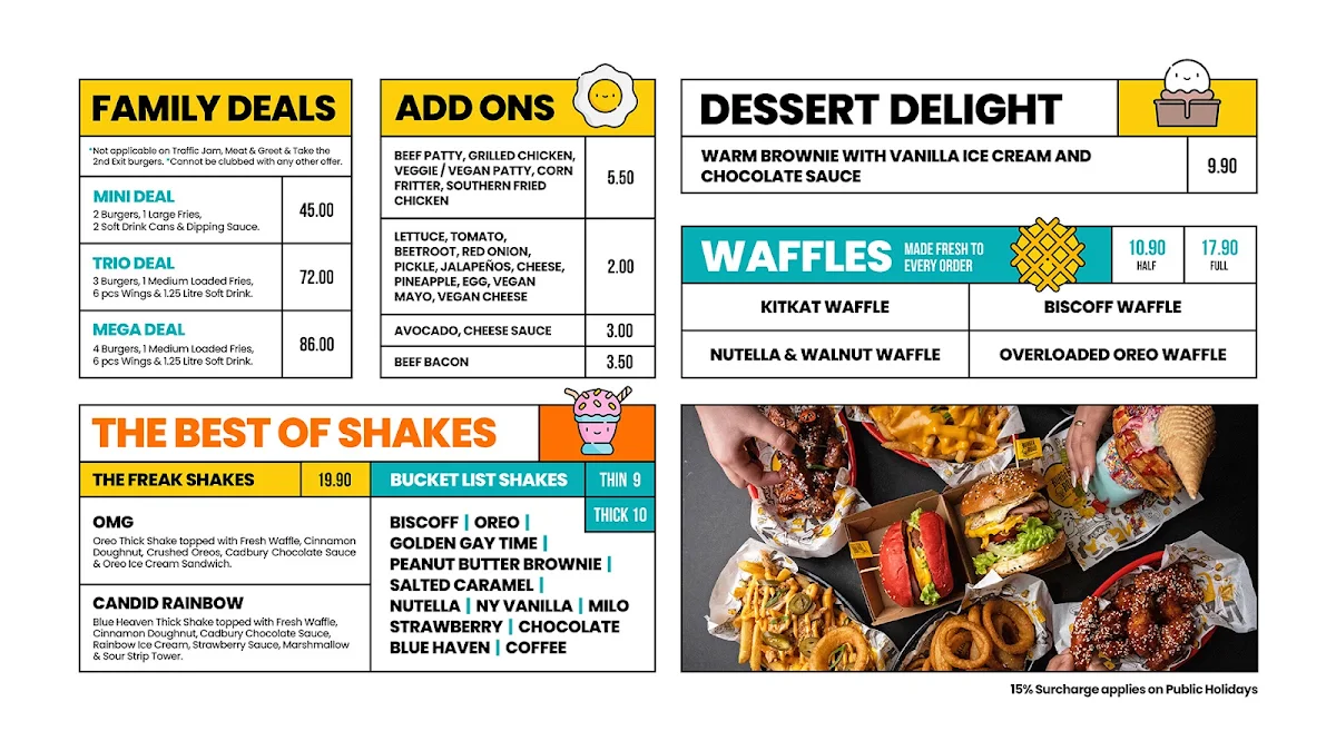 Menu, Burger Road Craigieburn