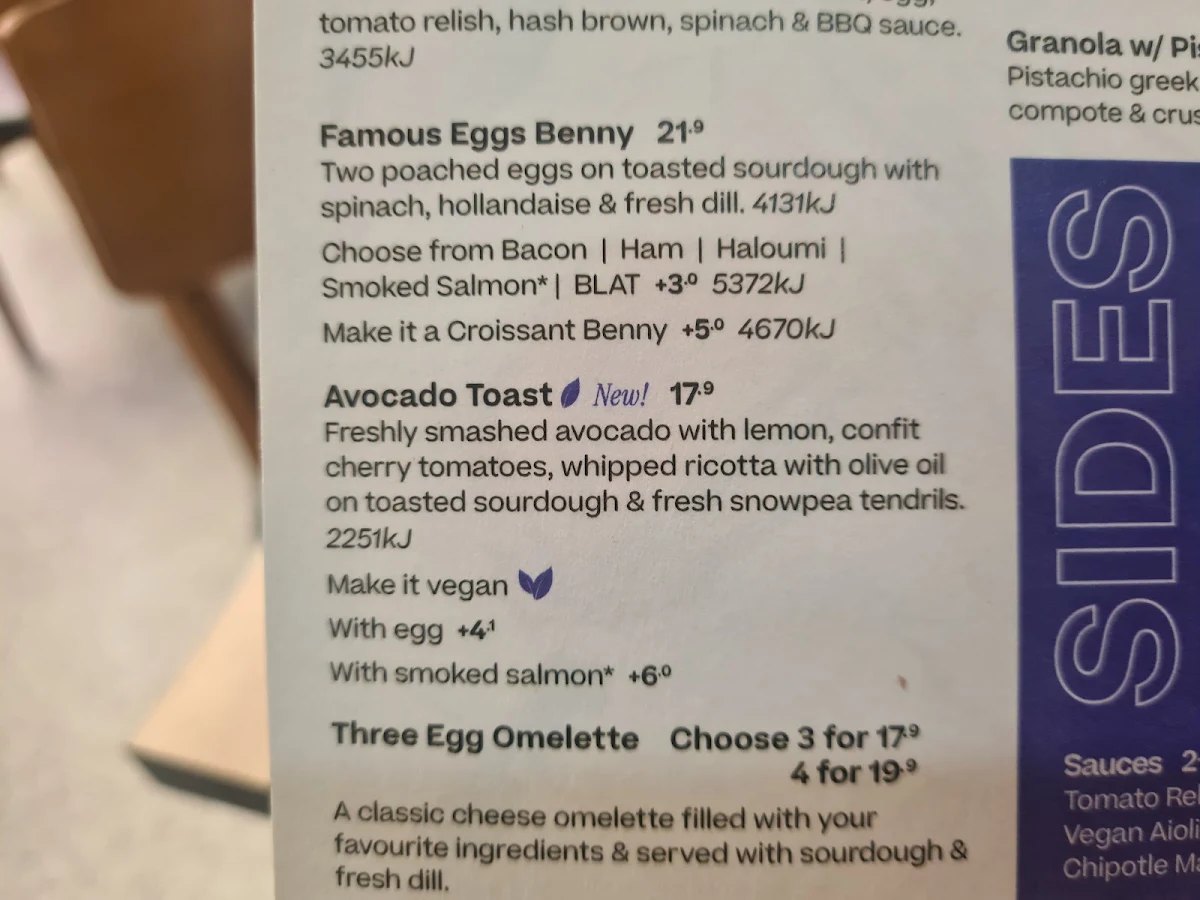 Menu, The Coffee Club Café - Tuggeranong