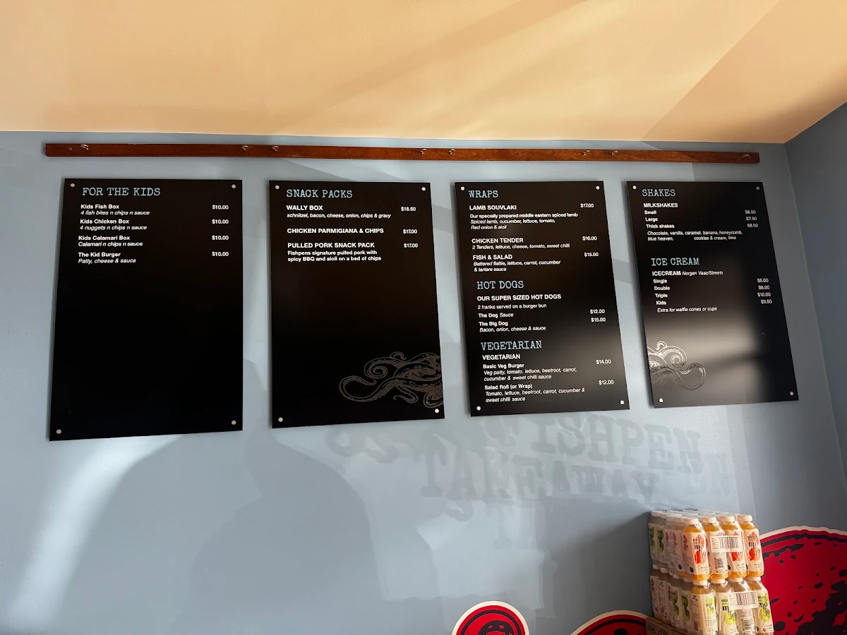 Menu, Fishpen Takeaway