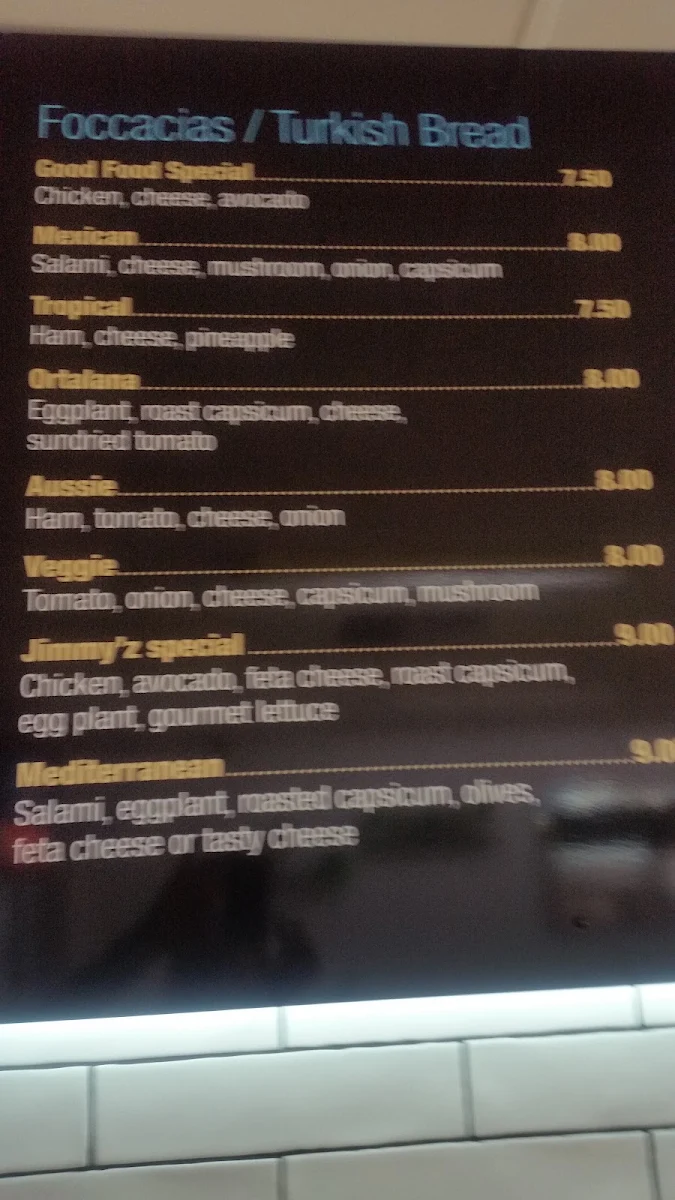 Menu, Good Food Cafe
