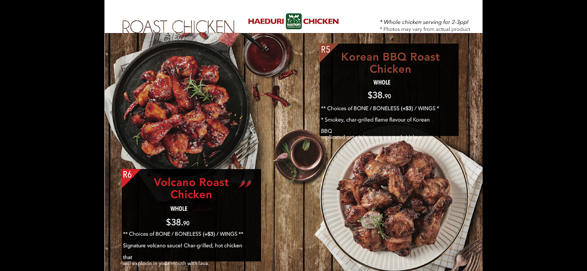 Menu, Haeduri Chicken Sunnybank 해두리 써니뱅크