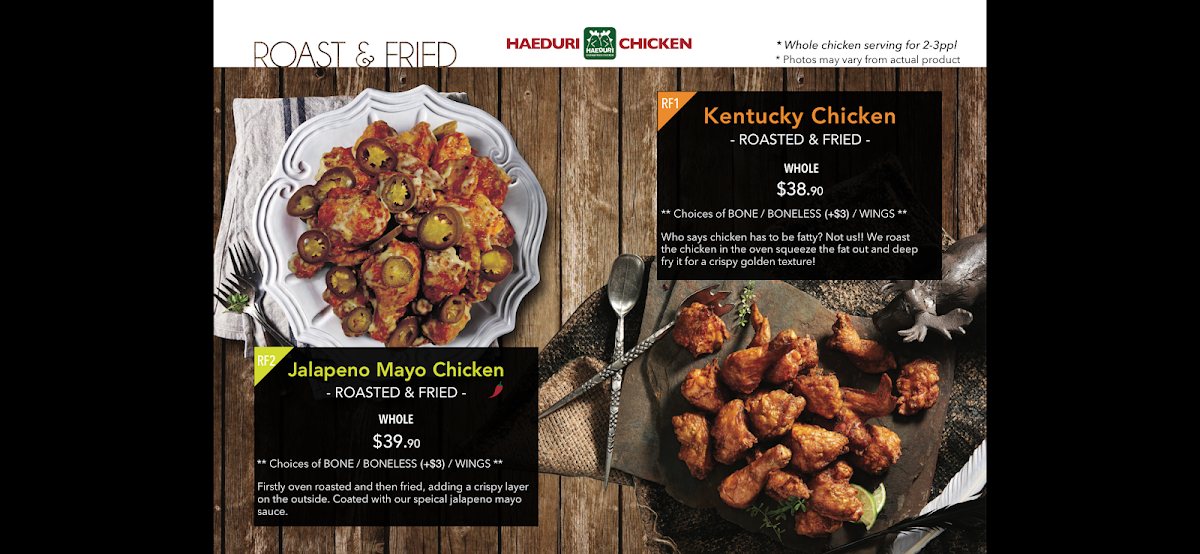 Menu, Haeduri Chicken Sunnybank 해두리 써니뱅크
