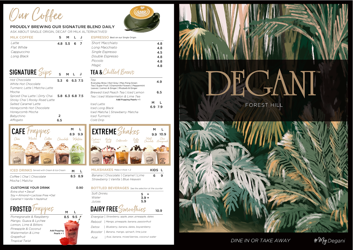 Menu, Degani Forest Hill