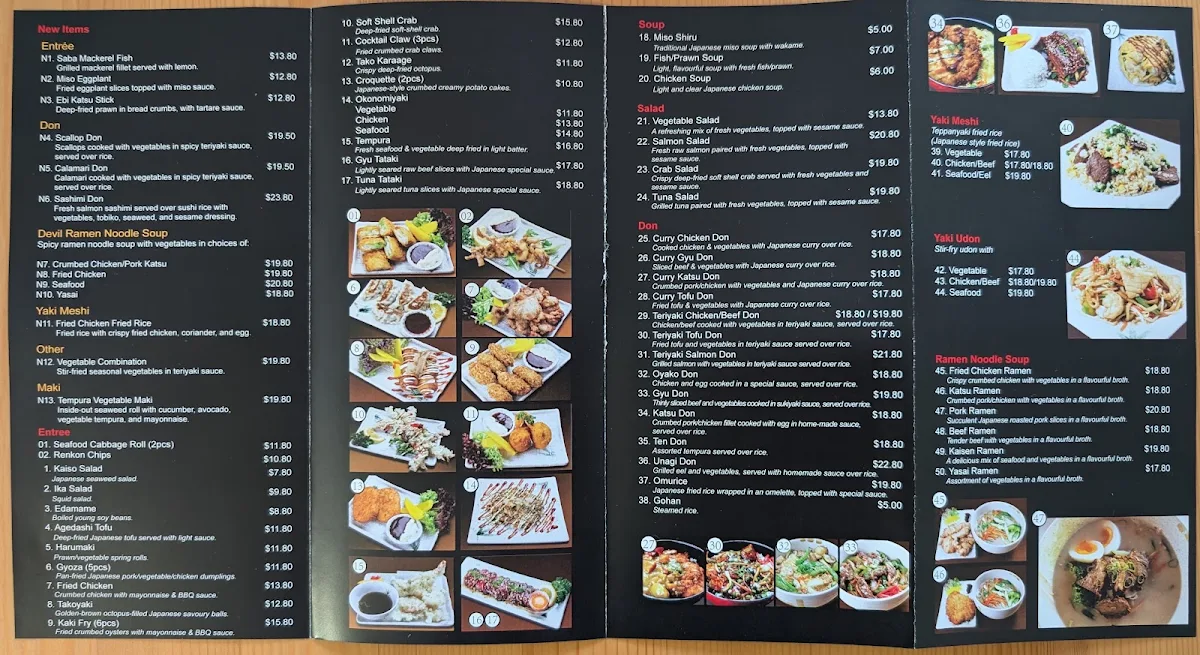 Menu, Sushi Galore