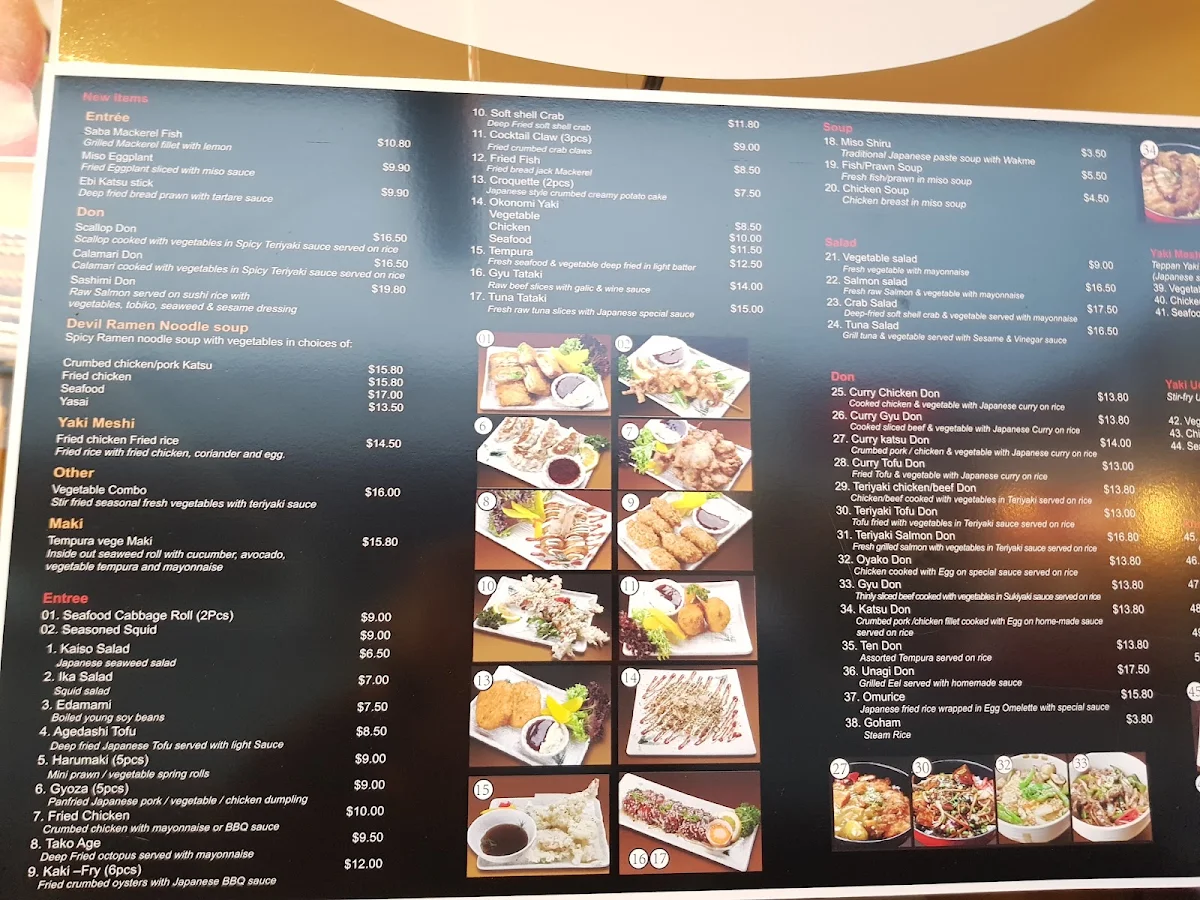 Menu, Sushi Galore