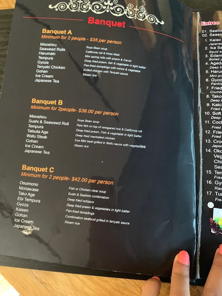 Menu, Sushi Galore
