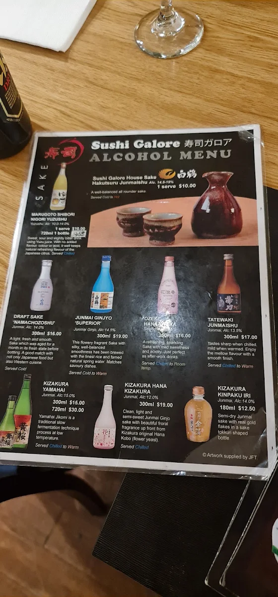 Menu, Sushi Galore