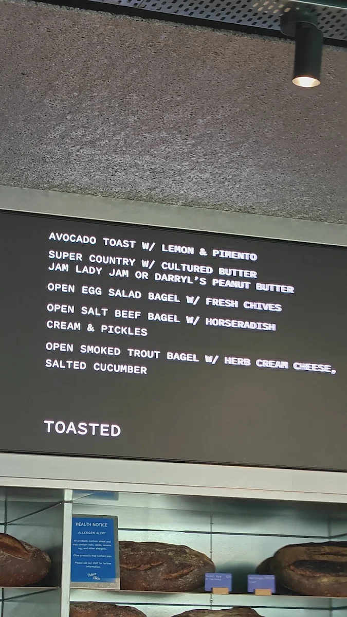 Menu, Baker Bleu