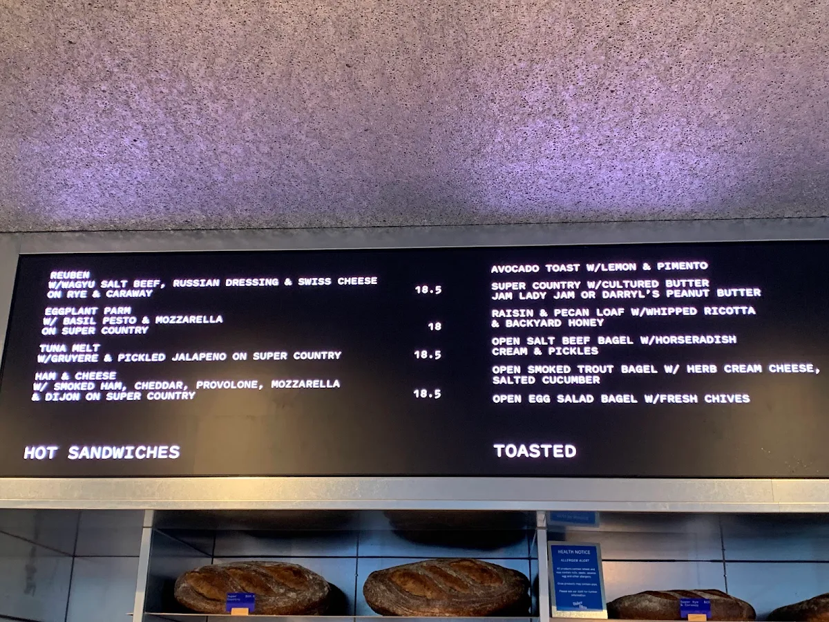 Menu, Baker Bleu