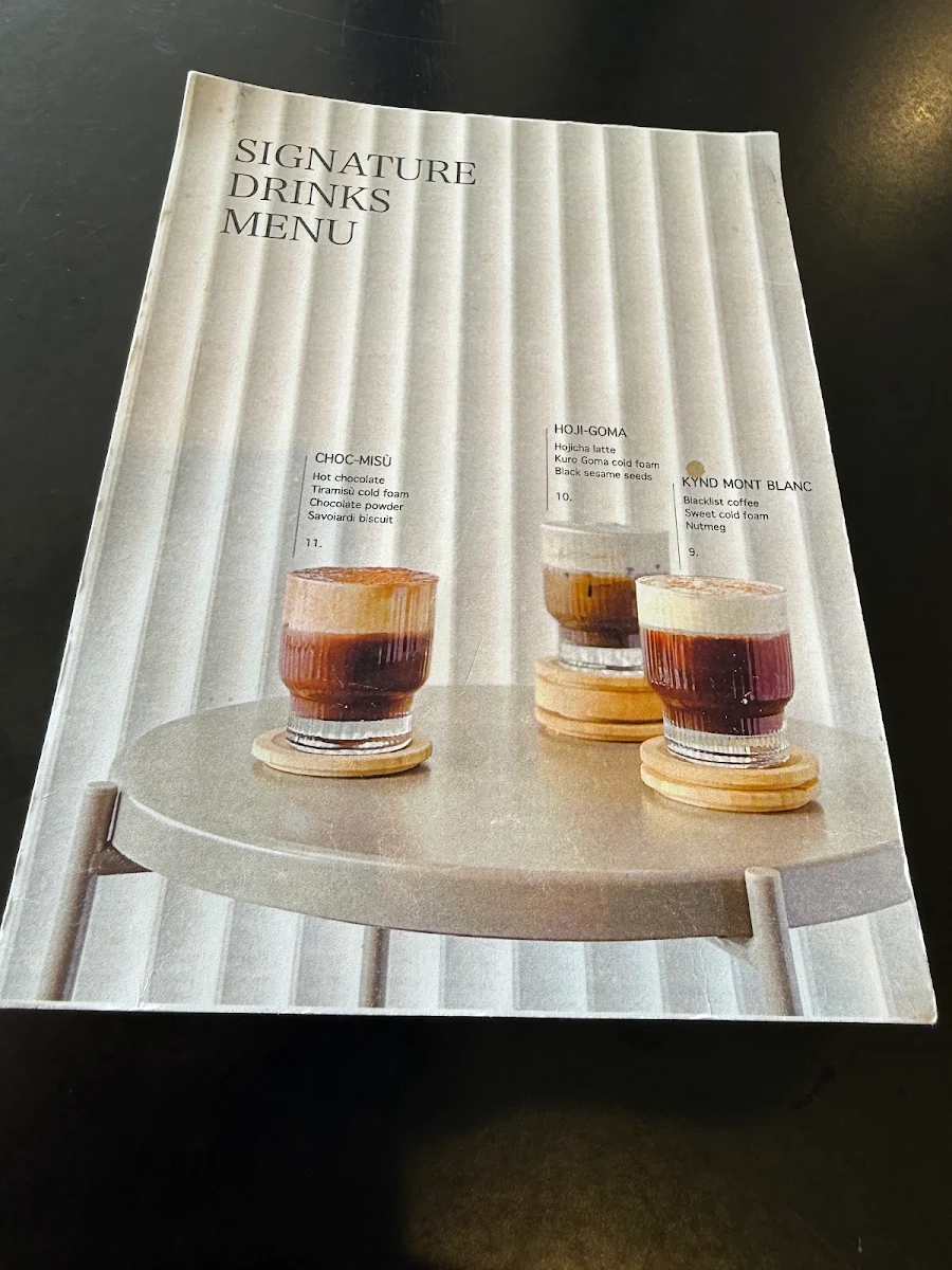 Menu, Kynd Coffee Co.