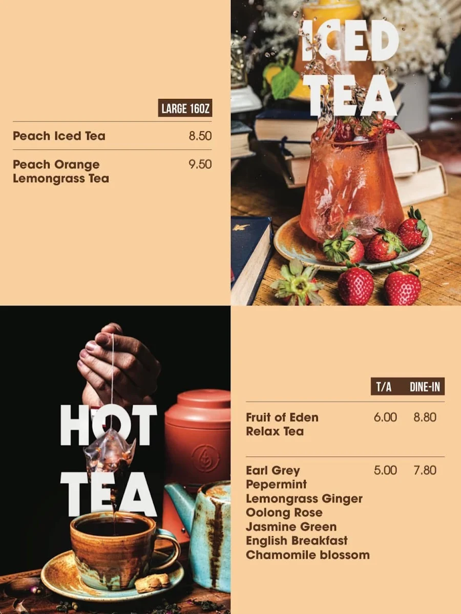 Menu, De Vu Café Burwood