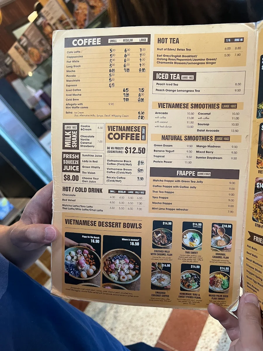 Menu, De Vu Café Burwood