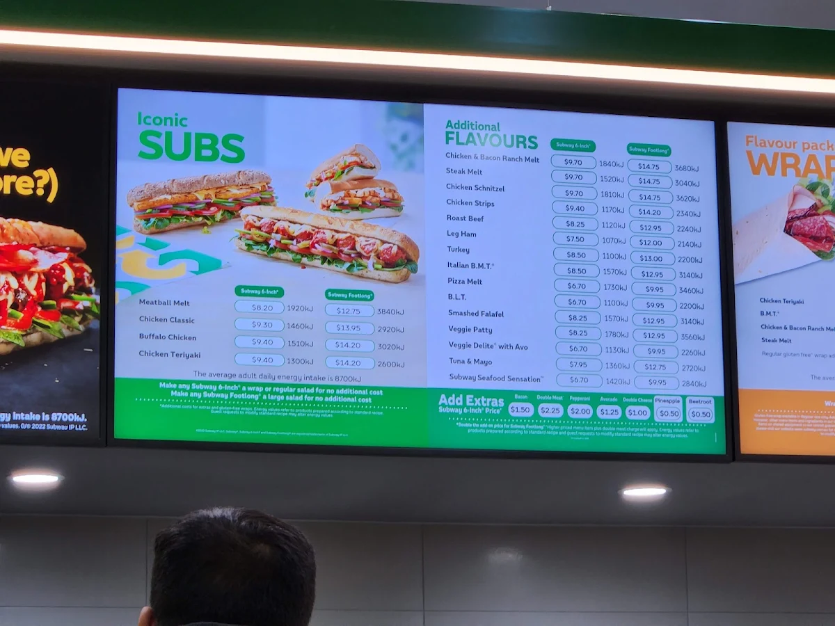 Menu, Subway