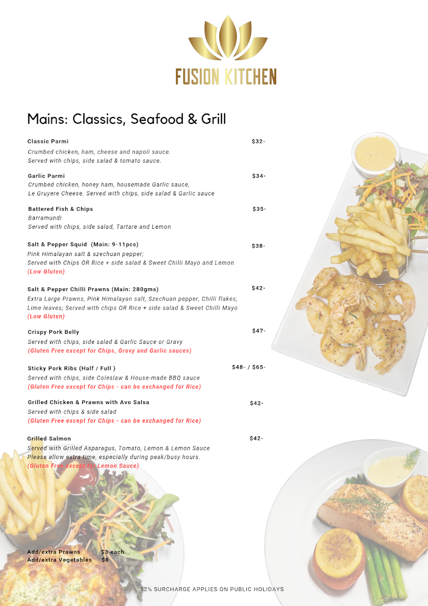 Menu, Fusion Kitchen Dampier