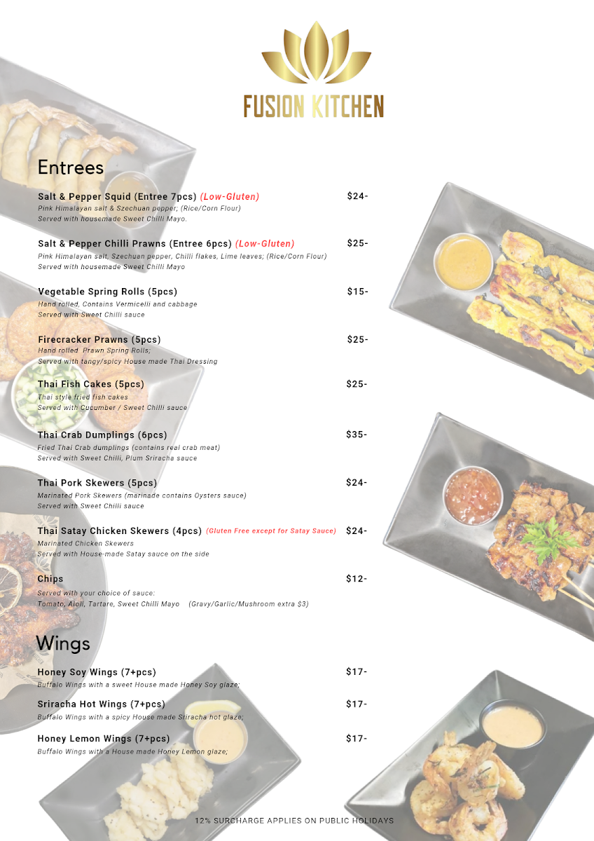 Menu, Fusion Kitchen Dampier