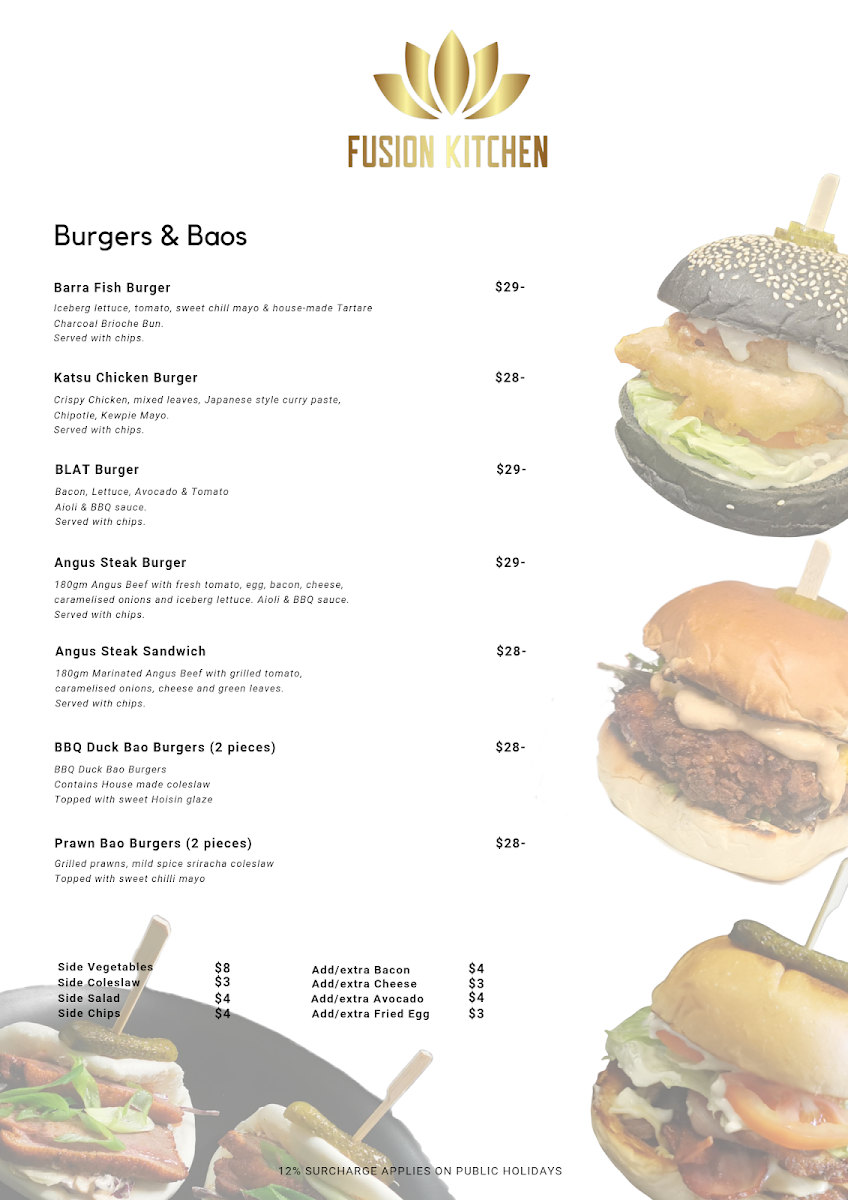 Menu, Fusion Kitchen Dampier