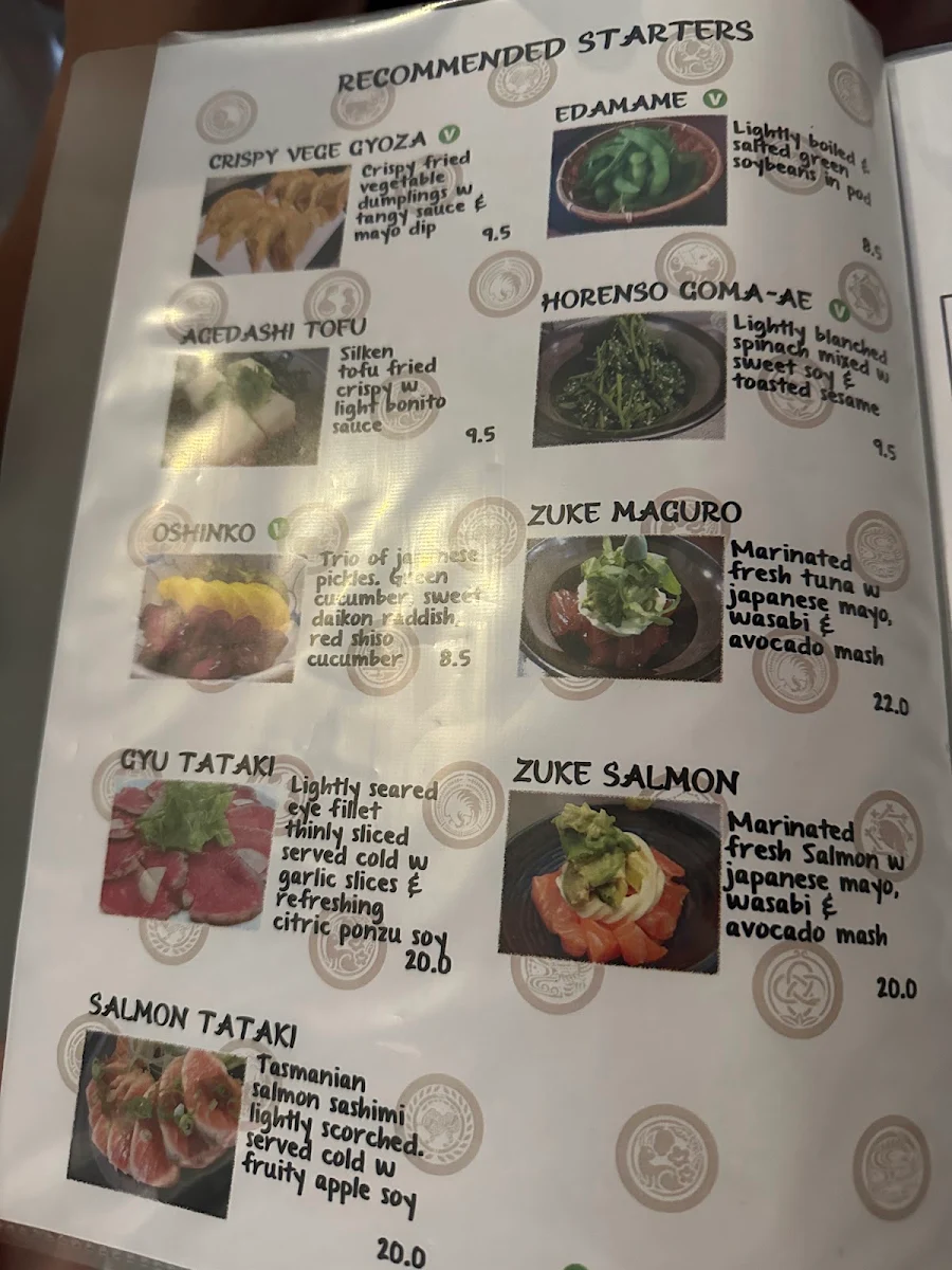 Menu, Tanabe Japanese Restaurant
