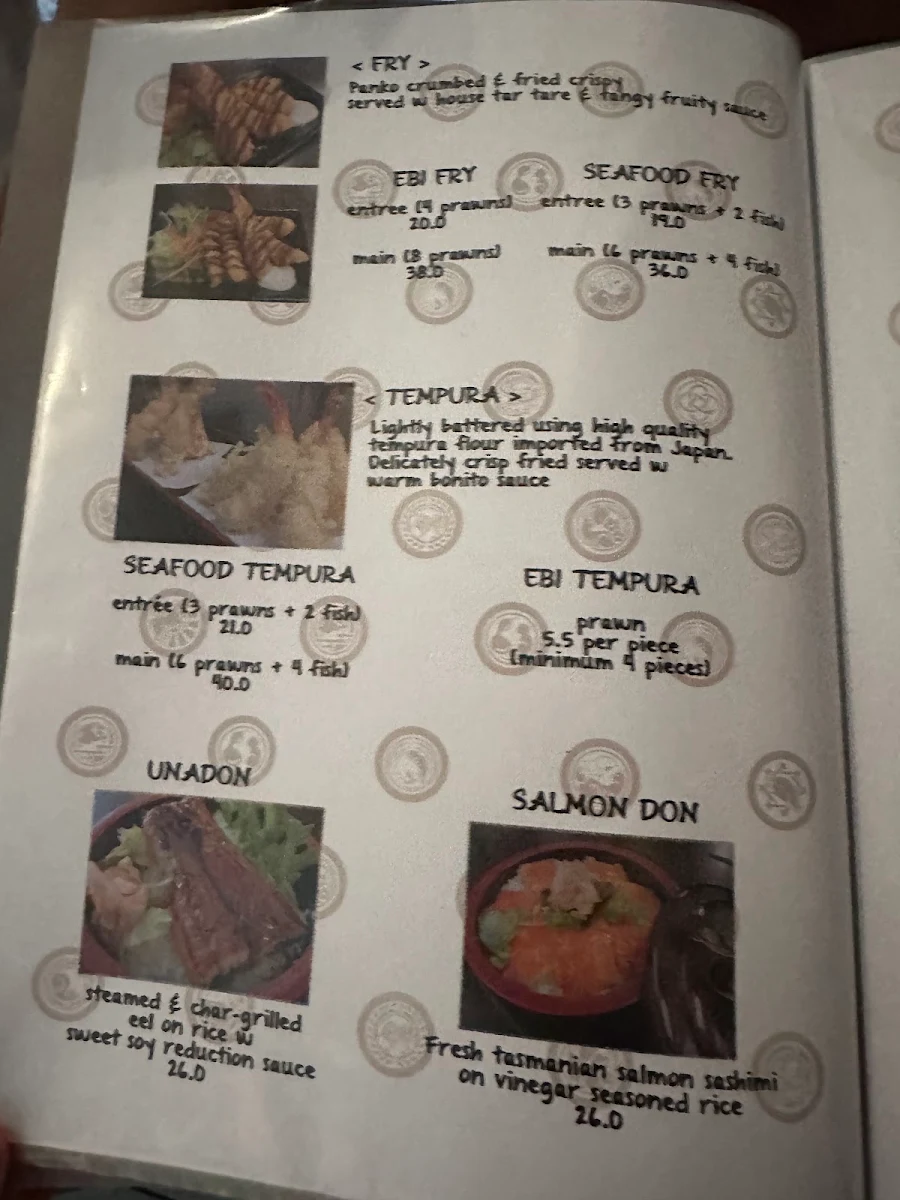 Menu, Tanabe Japanese Restaurant