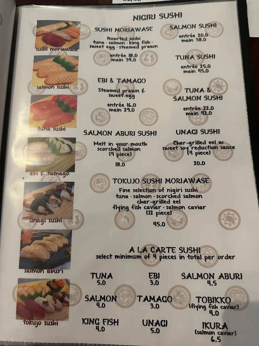 Menu, Tanabe Japanese Restaurant