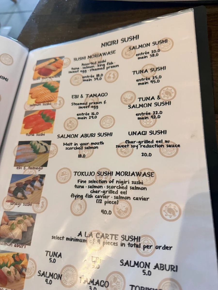 Menu, Tanabe Japanese Restaurant