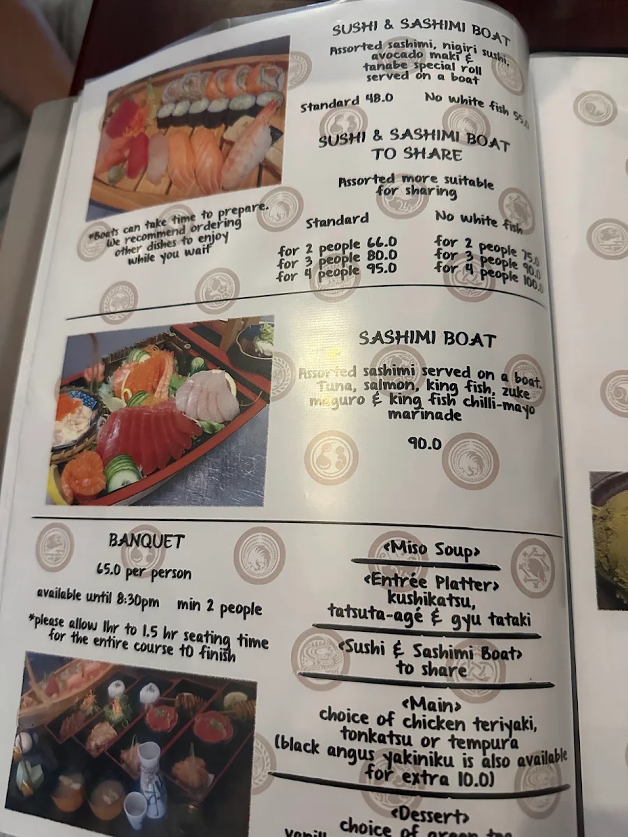 Menu, Tanabe Japanese Restaurant