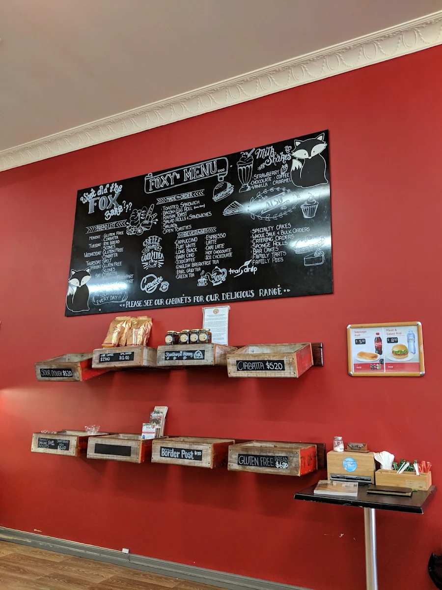 Menu, Foxy's Bakery