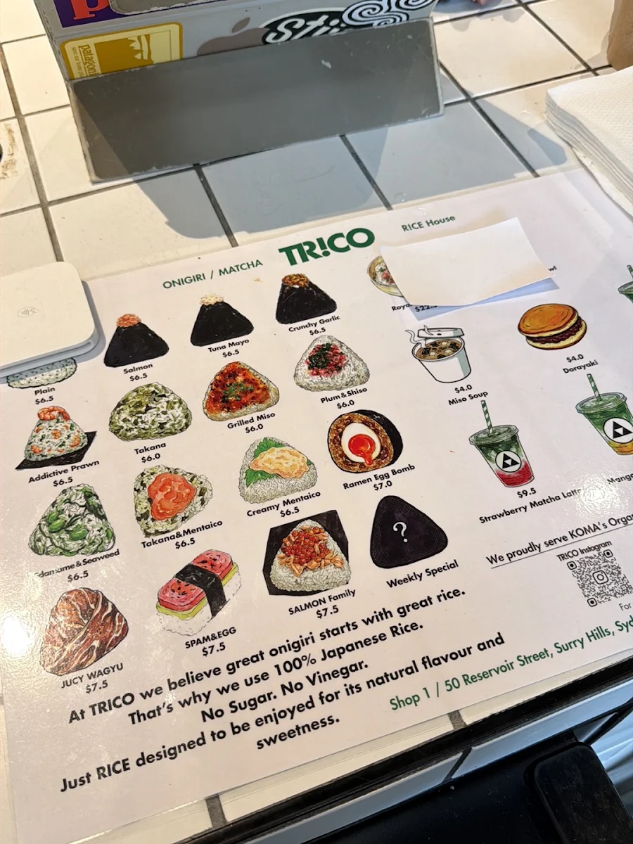 Menu, TRICO