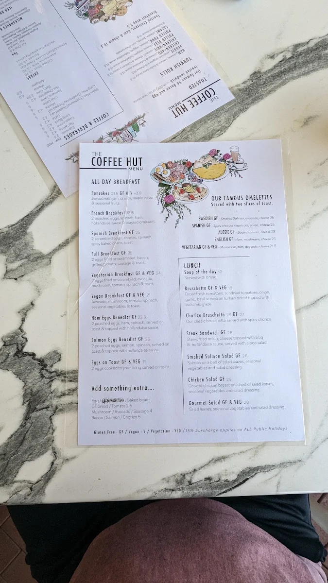 Menu, The Coffee Hut