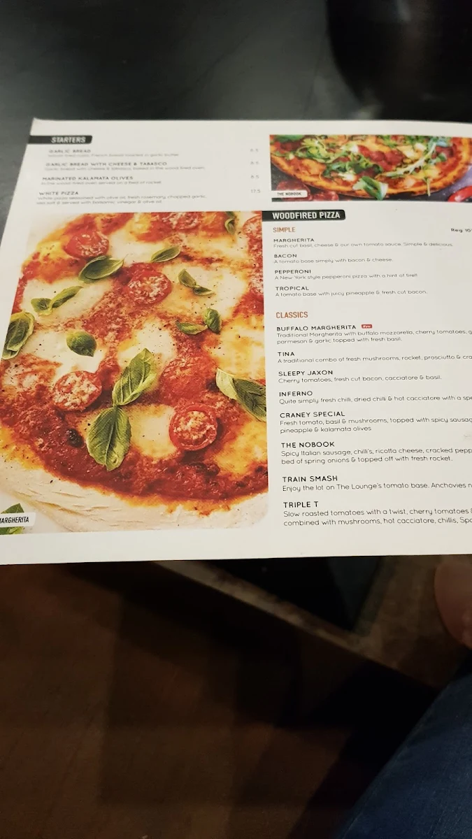 Menu, The Pizza Lounge